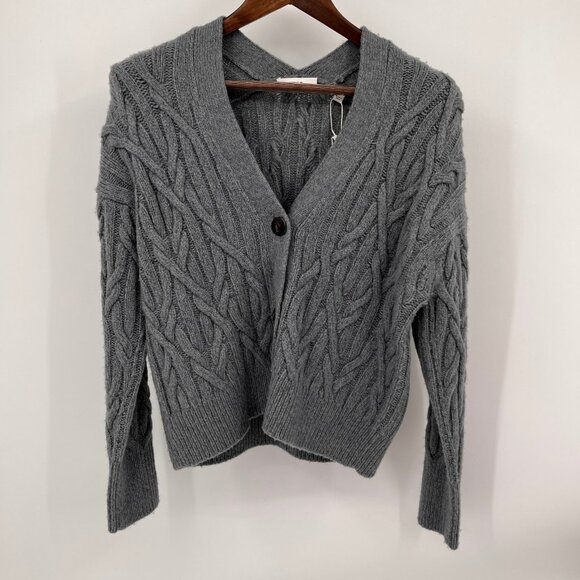 Vince Interlocking Cable Knit Cardigan Size XS Merino Wool Cashmere Sweater - Picture 1 of 14